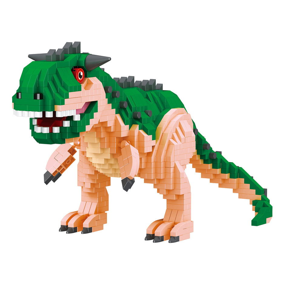 Produktfoto der Balody Miniblocks grüner und sandfarbener Carnotaurus