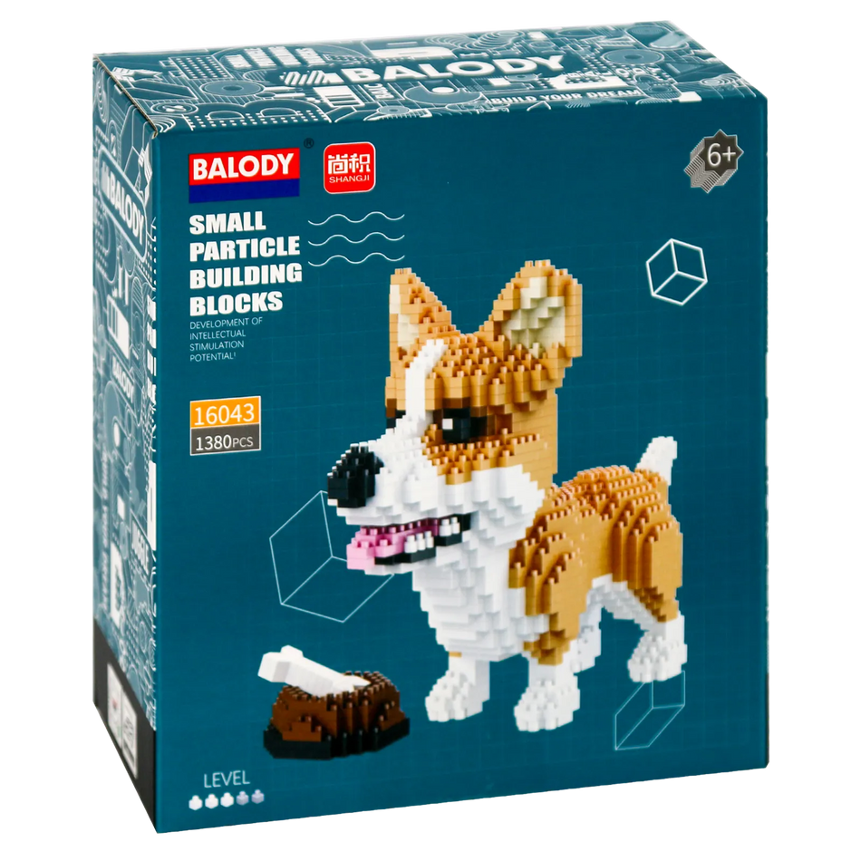 Vorderseite der Verpackung der Balody Miniblocks Corgi