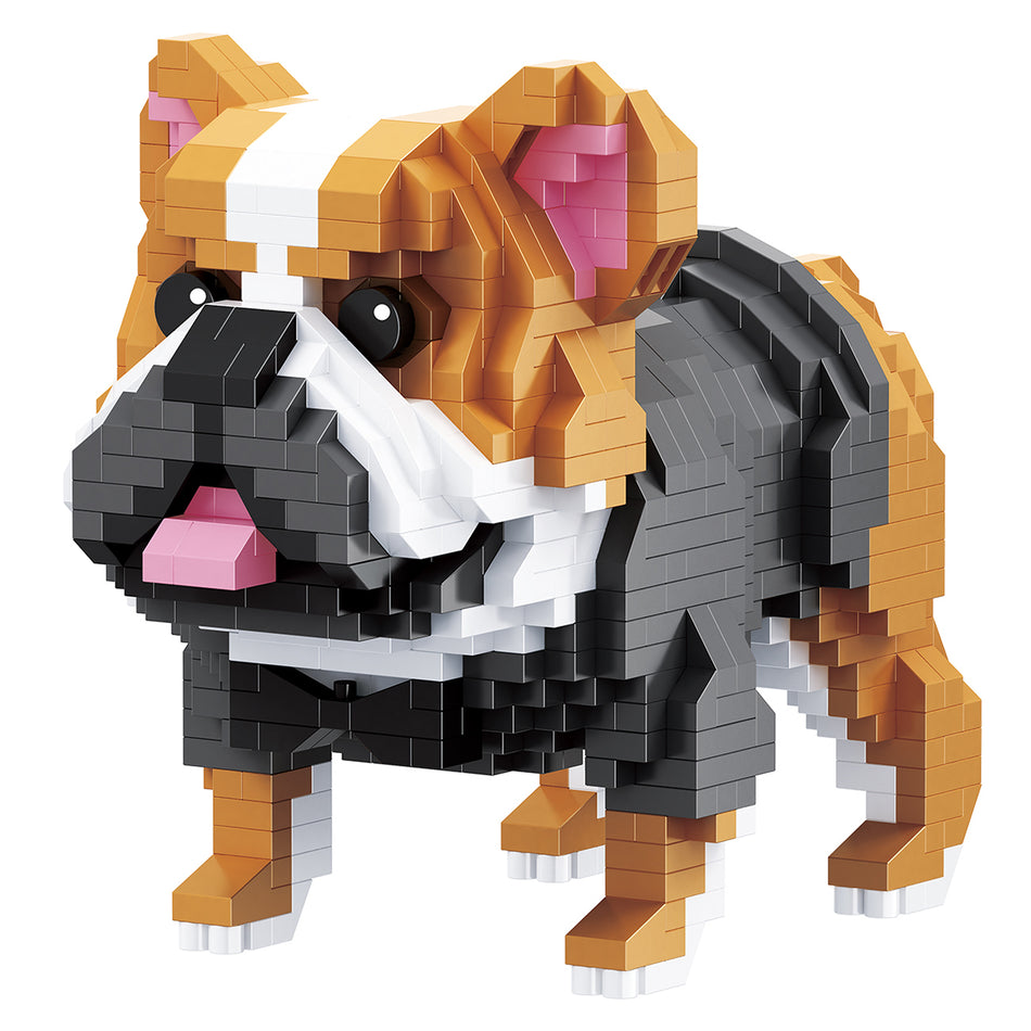 Produktfoto der Balody Miniblocks Englische Bulldogge im schickes Kostüm