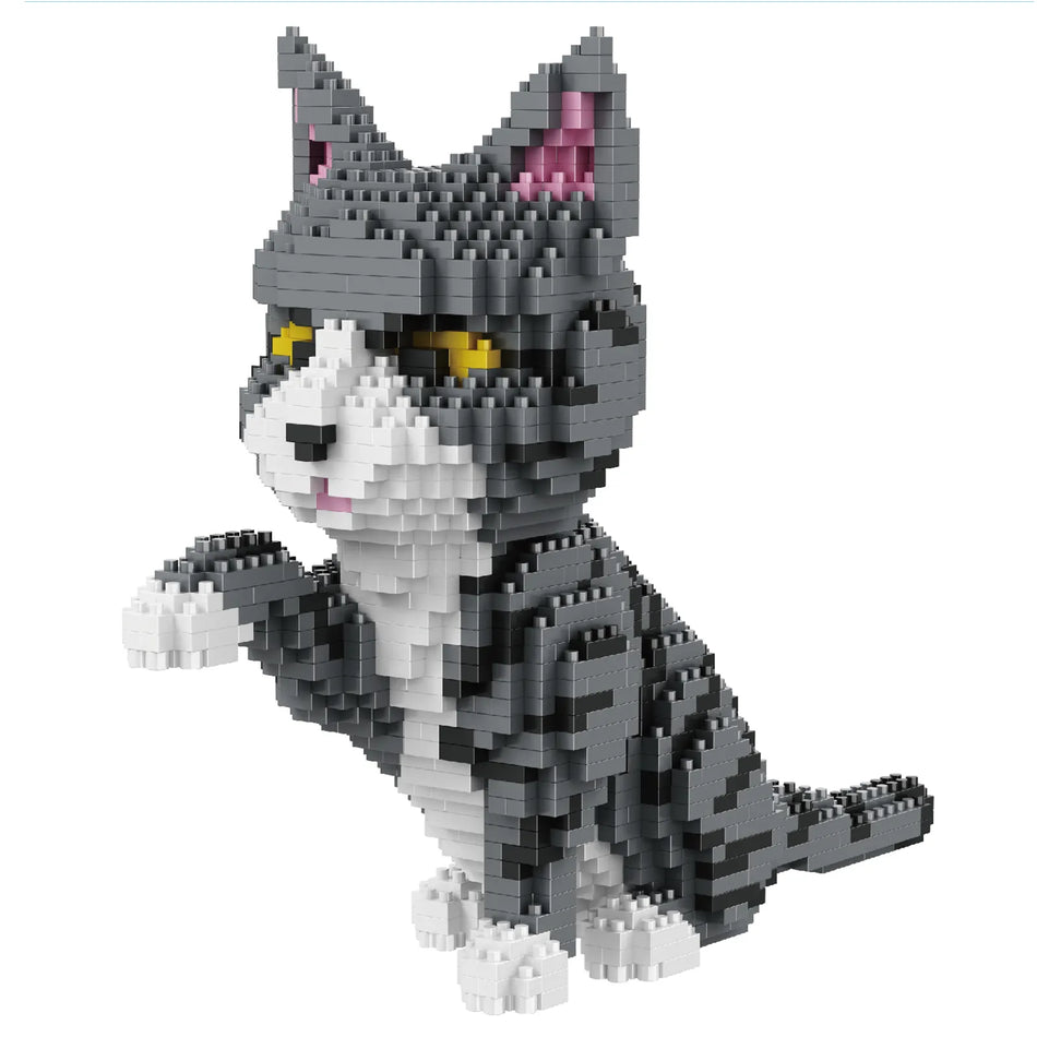 Produktfoto der Balody Miniblocks grau-weiße Katze