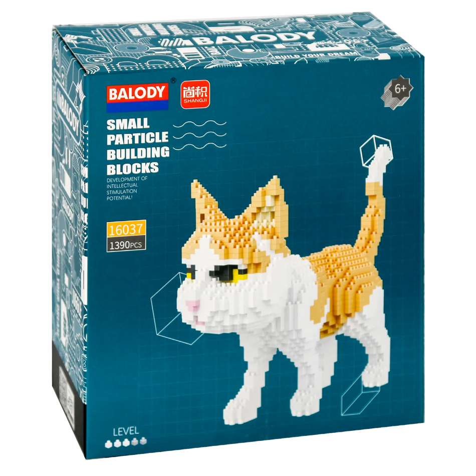 Vorderseite der Verpackung der Balody Miniblocks rote Katze